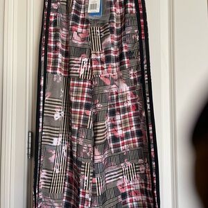 Women's Multi-Pattern adidas track suite wide leg pants & jacket.